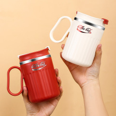 304 ステンレス鋼の新しいコーヒーカップ、蓋付きスプーンマグ付きの見栄えの良い食品グレードのポータブルウォーターカップ、魔法瓶カップ