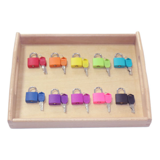 Montessori teaching aids children's early education Montessori key lock sensory toy Montessori color small lock learning unlock