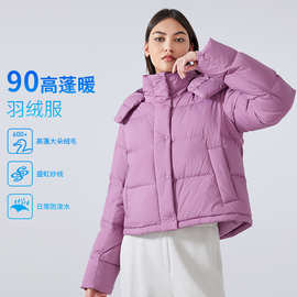 冬季新款双门襟立领保暖羽绒服女休闲百搭连帽防水防风外套DAW158