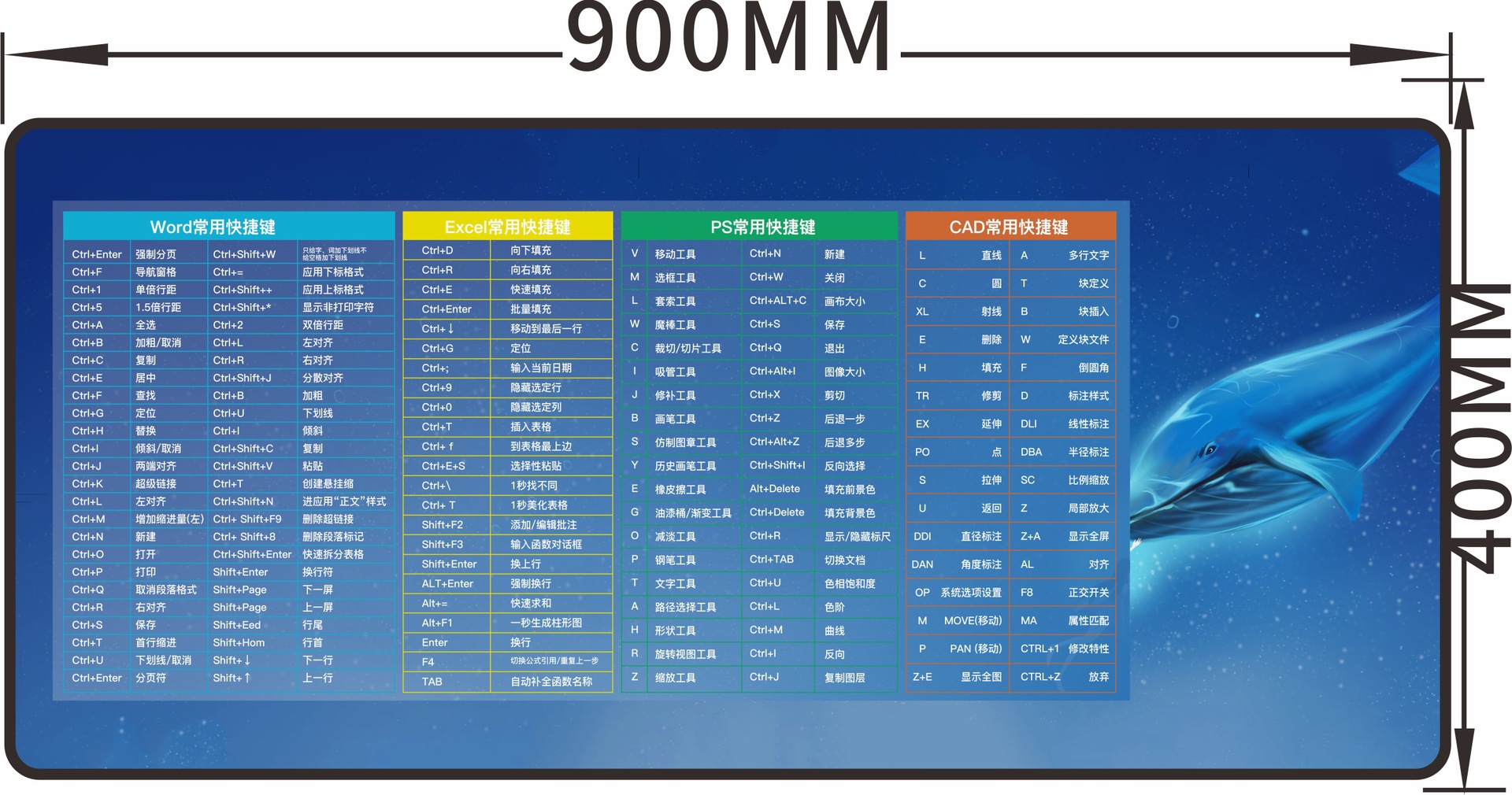 900*400mm llave de atajo de ballena