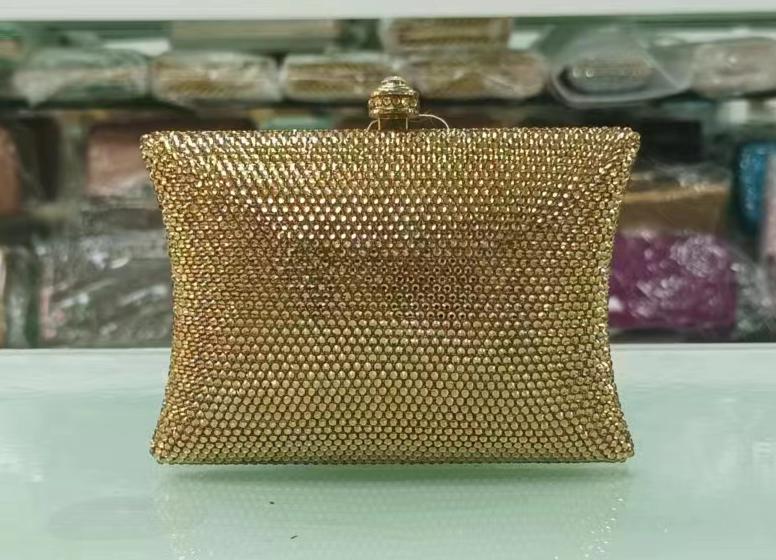 * Bolsa de mano de diamante de lujo fondo plano lleno de diamantes bolsa de banquete bolsa pequeña mujer Rhinestone bolsa de embrague