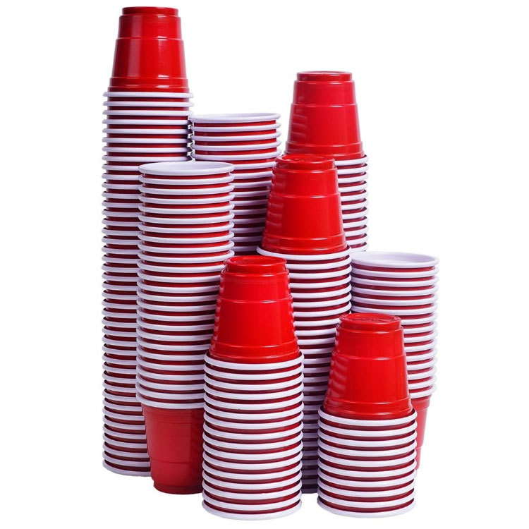 2oz taza de plástico desechable 60ml mini taza de color doble taza de cerveza Taza de Juego taza de fiesta