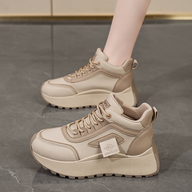 2025 Spring Women's Shoes High-top Breathable sneaker Women's Korean-style All-match Thick-soled Increased Casual Trendy Torre Shoes