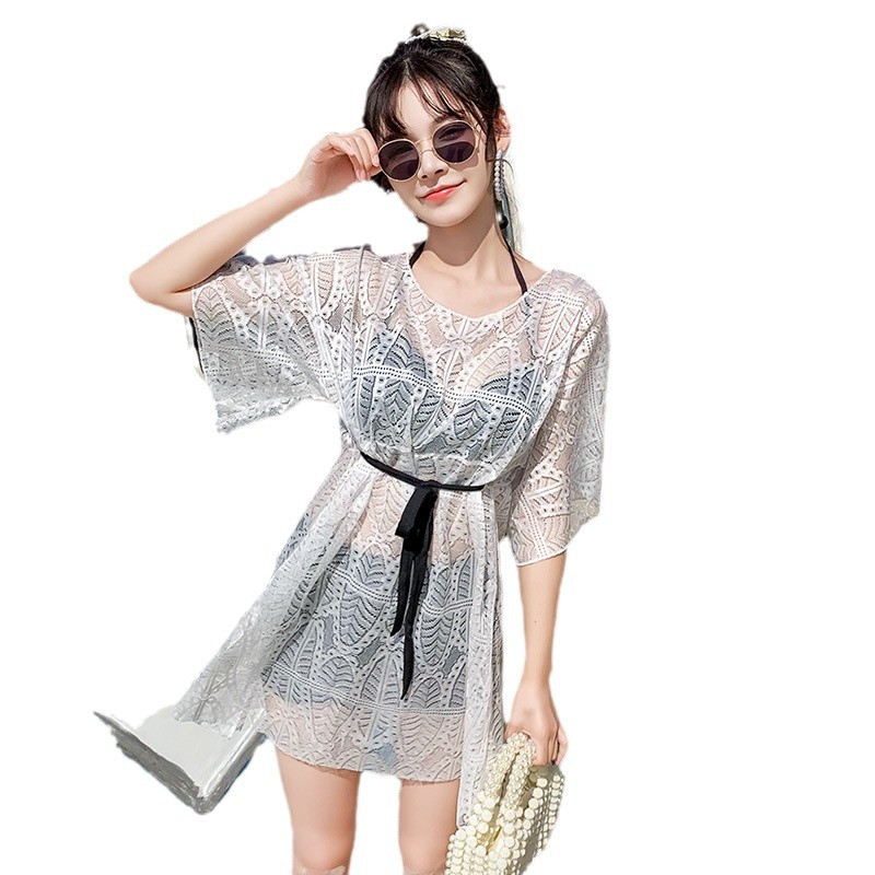 Traje de baño de tres piezas conservador con soporte de acero nuevo adelgazar blusa de moda push up traje de baño de aguas termales de las mujeres