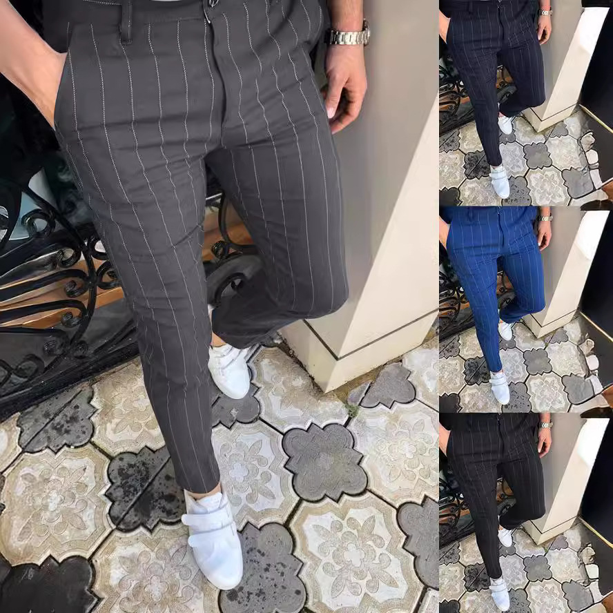 2023 el comercio exterior transfronterizo exclusivo nuevo negocio de los hombres punteado rayas casual lápiz pantalones deseo image 3