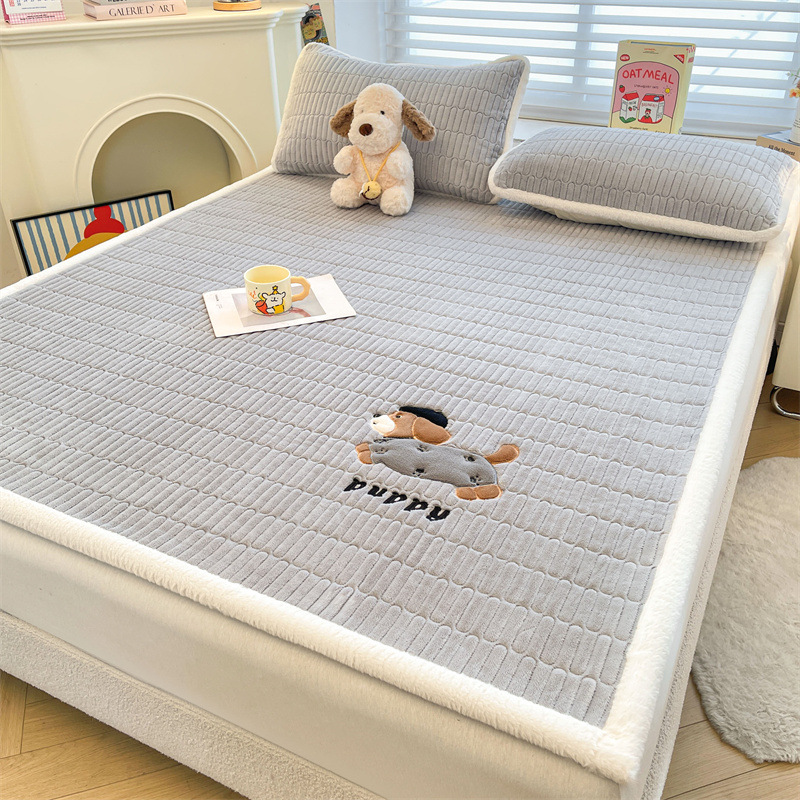 Class a Winter Thickeneded New Cotton Velvet Stereo Quilted Mattress Baby Milk Velvet Embroider Student Dormitory Mattress Mattress
