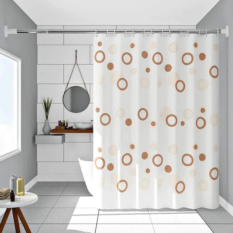 Manufacturer's Ready-Made Bathroom Shower Curtain Partition Curtain Door Curtain Coffee Ring Shower Curtain Peva Mildew-Proof and Waterproof Multiple Colors Available