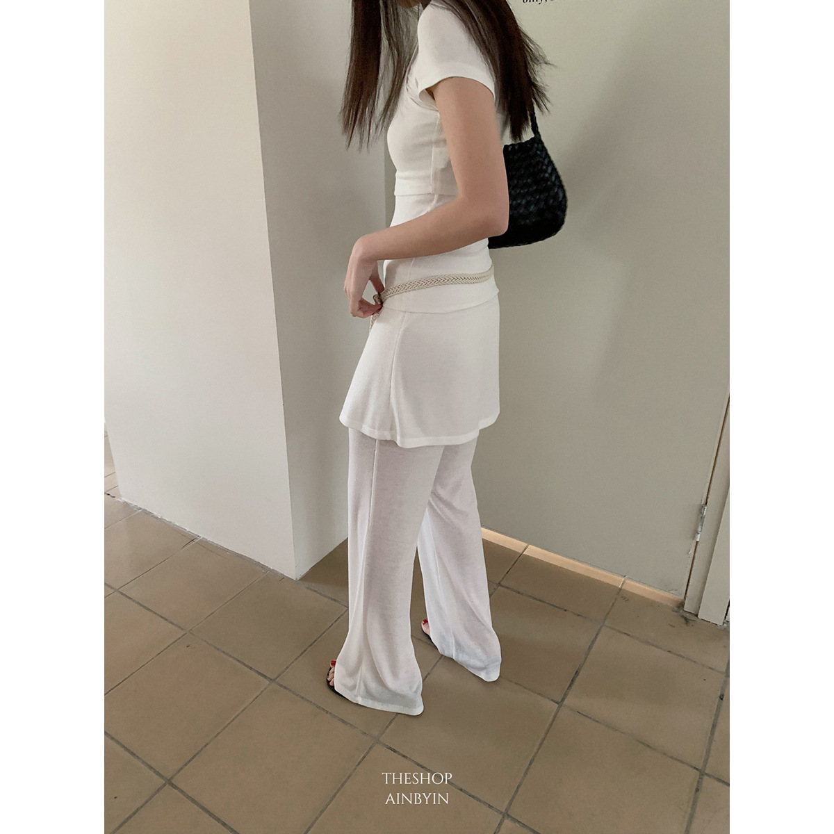 【不退不换】针织套装小吊带背心外穿遮跨显瘦直筒裙裤女装两件套
