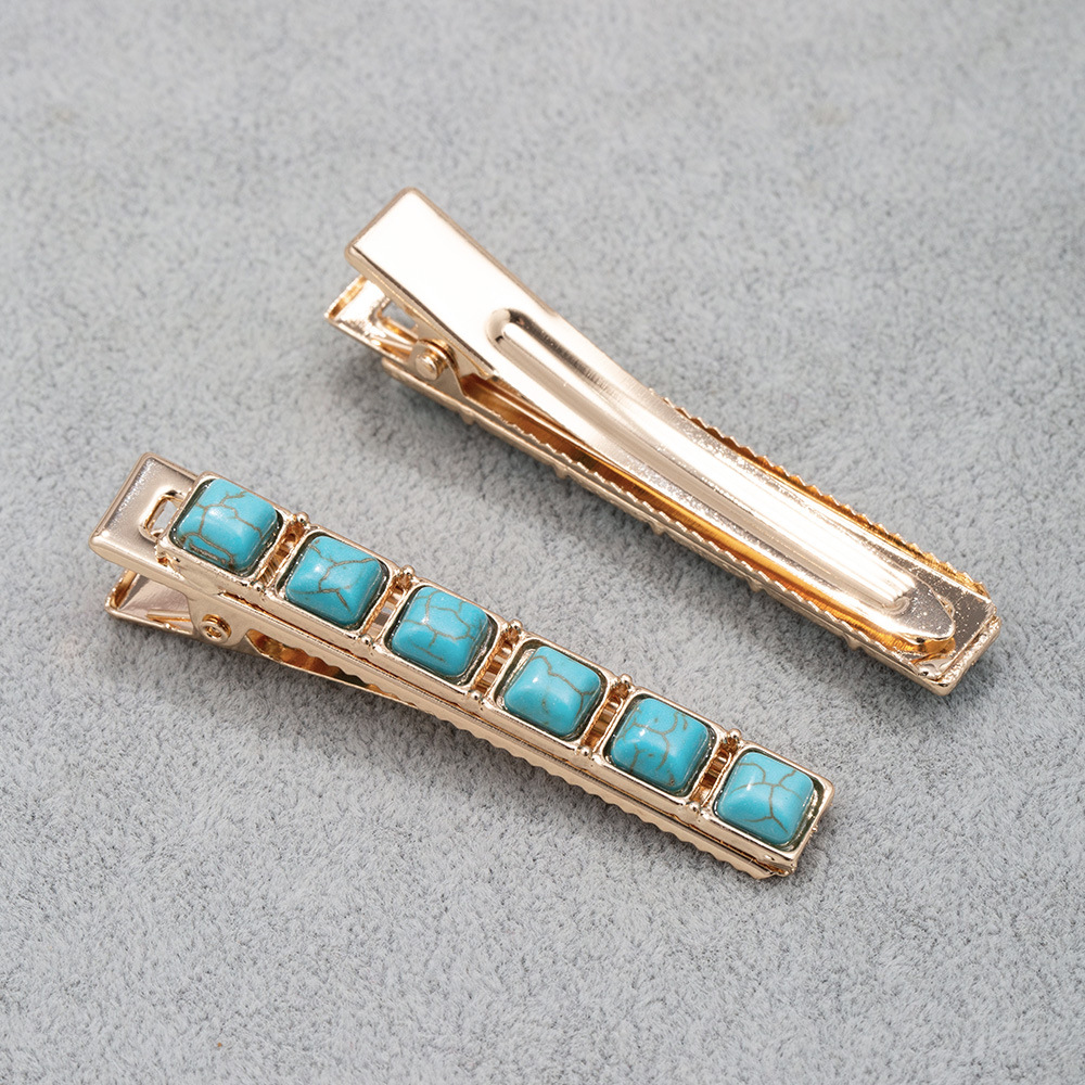 Women's Retro Solid Color Alloy Inlay Turquoise Hair Clip display picture 2