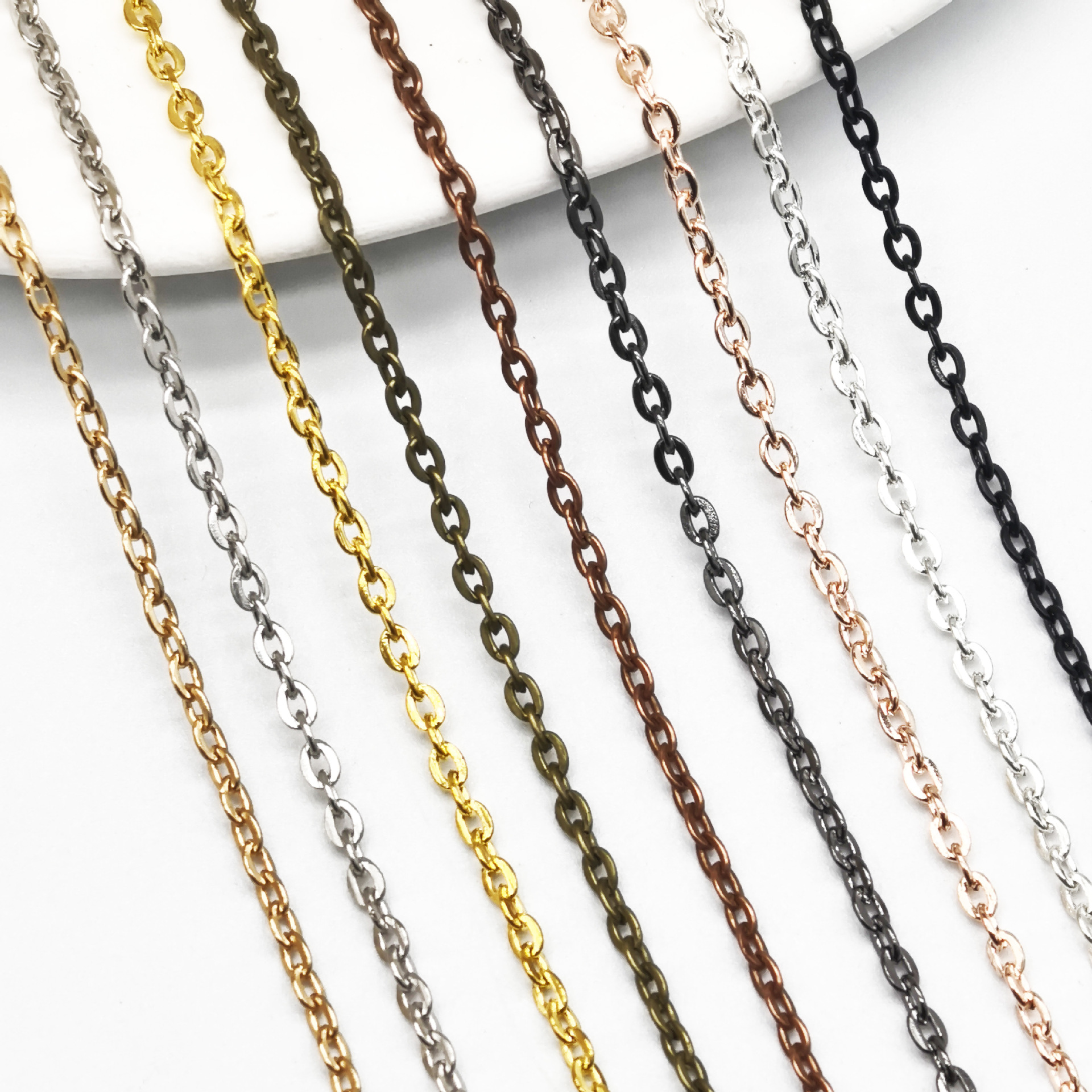 DIY cadena cruzada plana cadena de la joyería plana O Cruz bolsa de cadena adornos accesorios con la langosta hebilla de la cadena de aleación