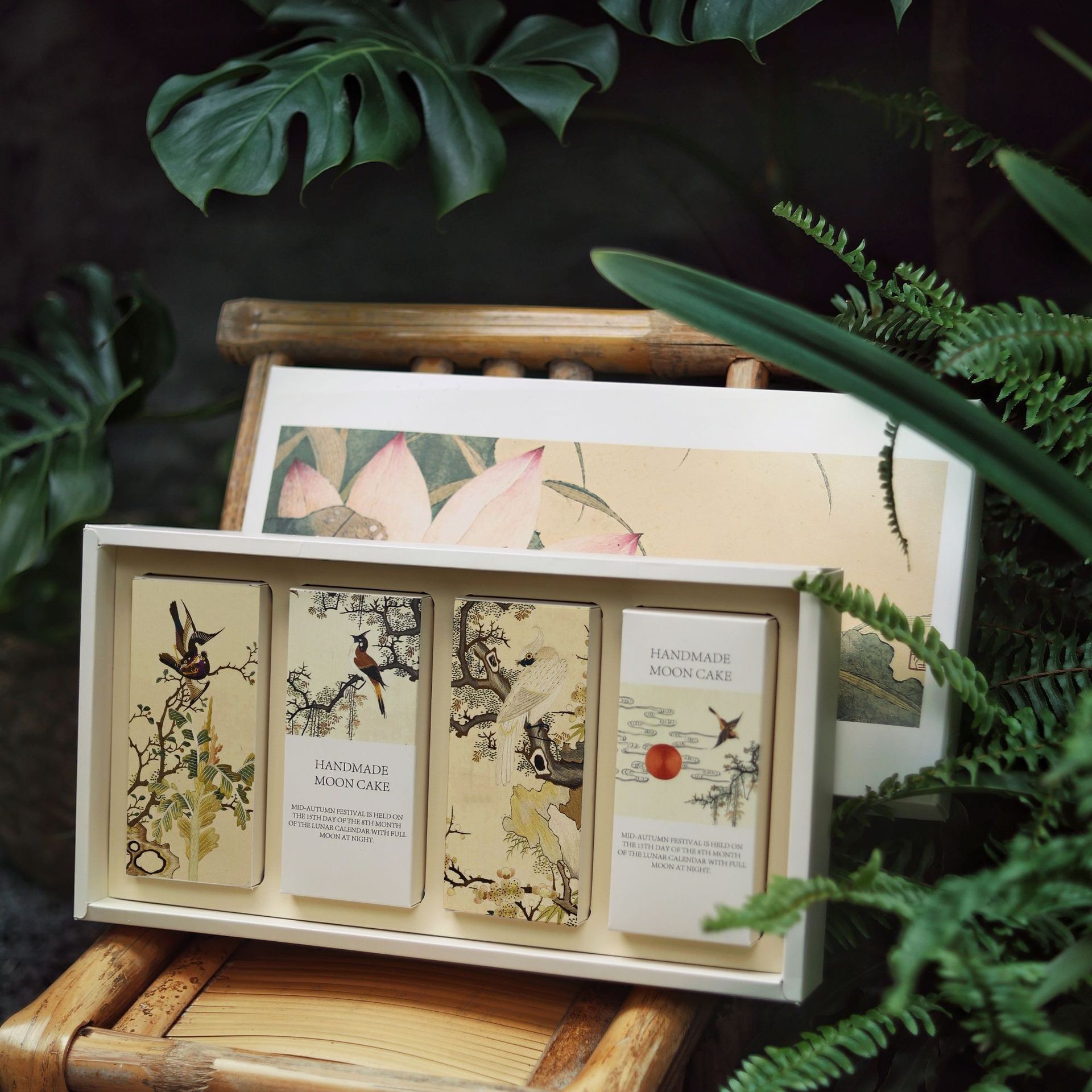 新款中秋月饼礼盒秋日光景古典8粒装冰皮广式月饼礼盒包装现货发