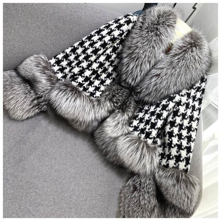 Women's Clothing short style houndstooth collar sier fox fur coat_voghion.com
