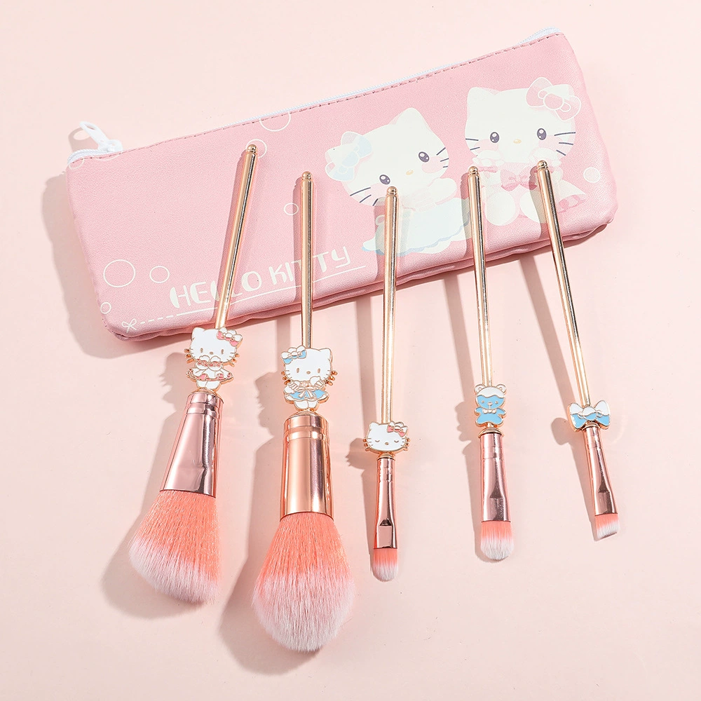 Makeup Brush Set, Hello Kitty–Style Cute Cartoon Eye Brushes, 11-piece with Cosmetic Bag Option