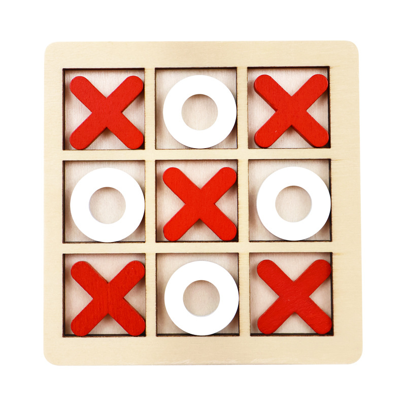 XO de madera de tres piezas tic-tac-toe educación temprana para niños juguetes educativos ocio batalla juego de mesa bloques de construcción juguetes de ajedrez interactivos
