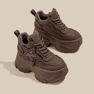 Retro Torre Shoes 2024 New Spring Platform Thick Bottom Small Casual Sports Inner Height Women's Shoes 8cm