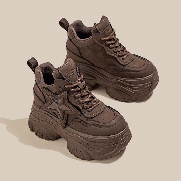 Retro zapatos de papá 2024 nuevo muffin de primavera con suela gruesa hombre pequeño zapatos deportivos casuales de 8 cm de altura para mujeres