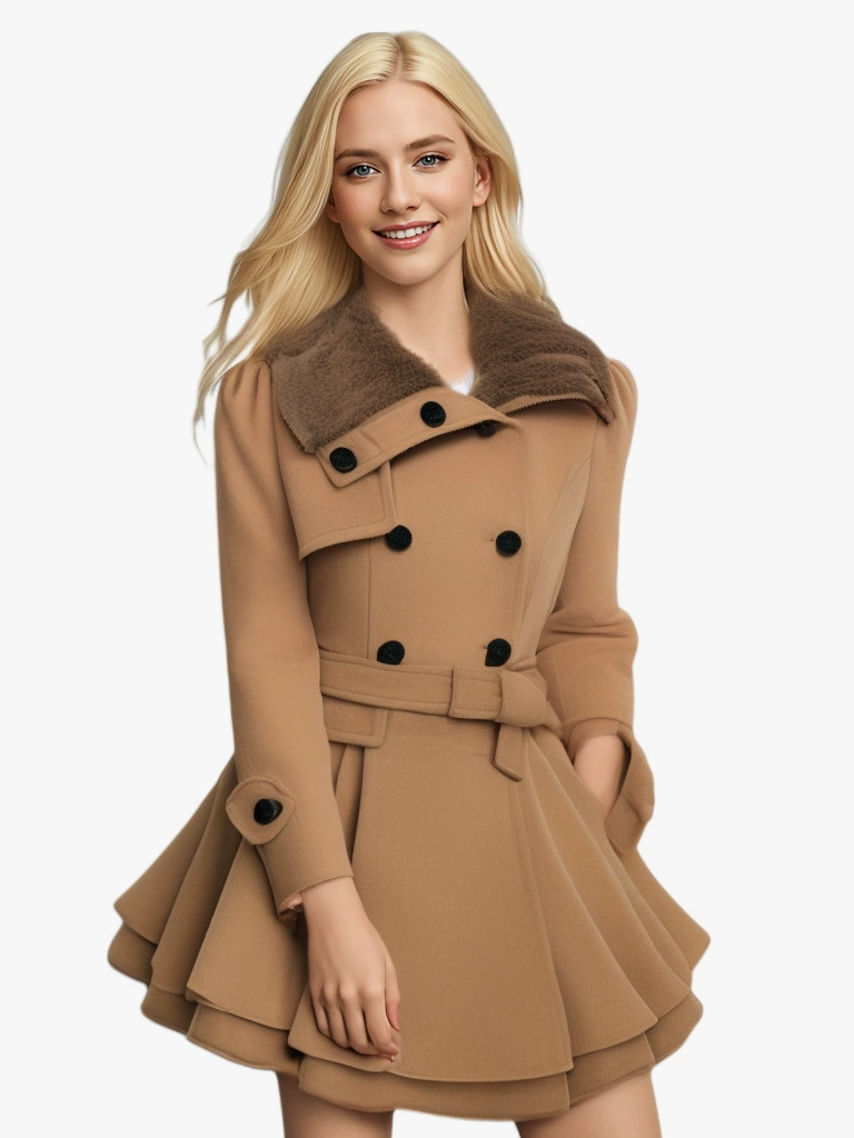 Плащ из шерсти с поясом, Slim Fit, средняя длина, в нескольких размерах (азиатский/европейский)
