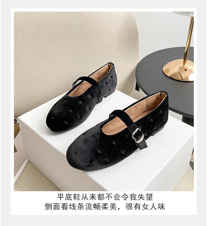 Giày búp bê nữ Mary Jane quai ngang mũi tròn đế bằng — Màu đen, Màu đỏ chi tiết 9