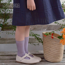 宝宝袜子春秋新款女童纯色韩系中筒袜中大童棉袜儿童长筒袜批发