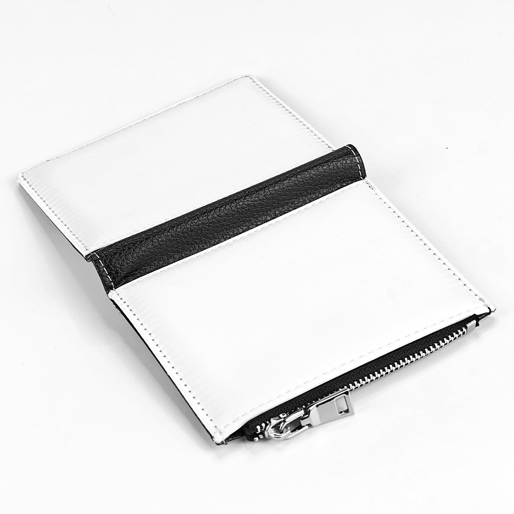 Nuevo producto sublimación cuero cremallera impresión de doble cara monedero tarjeta bolsa de almacenamiento en efectivo