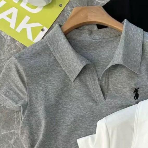 蝶結び刺繍入り半袖シャツ、ゆったりとした半袖、スリムで多用途、純粋な欲望、不規則な夏の巾着、白|undefined