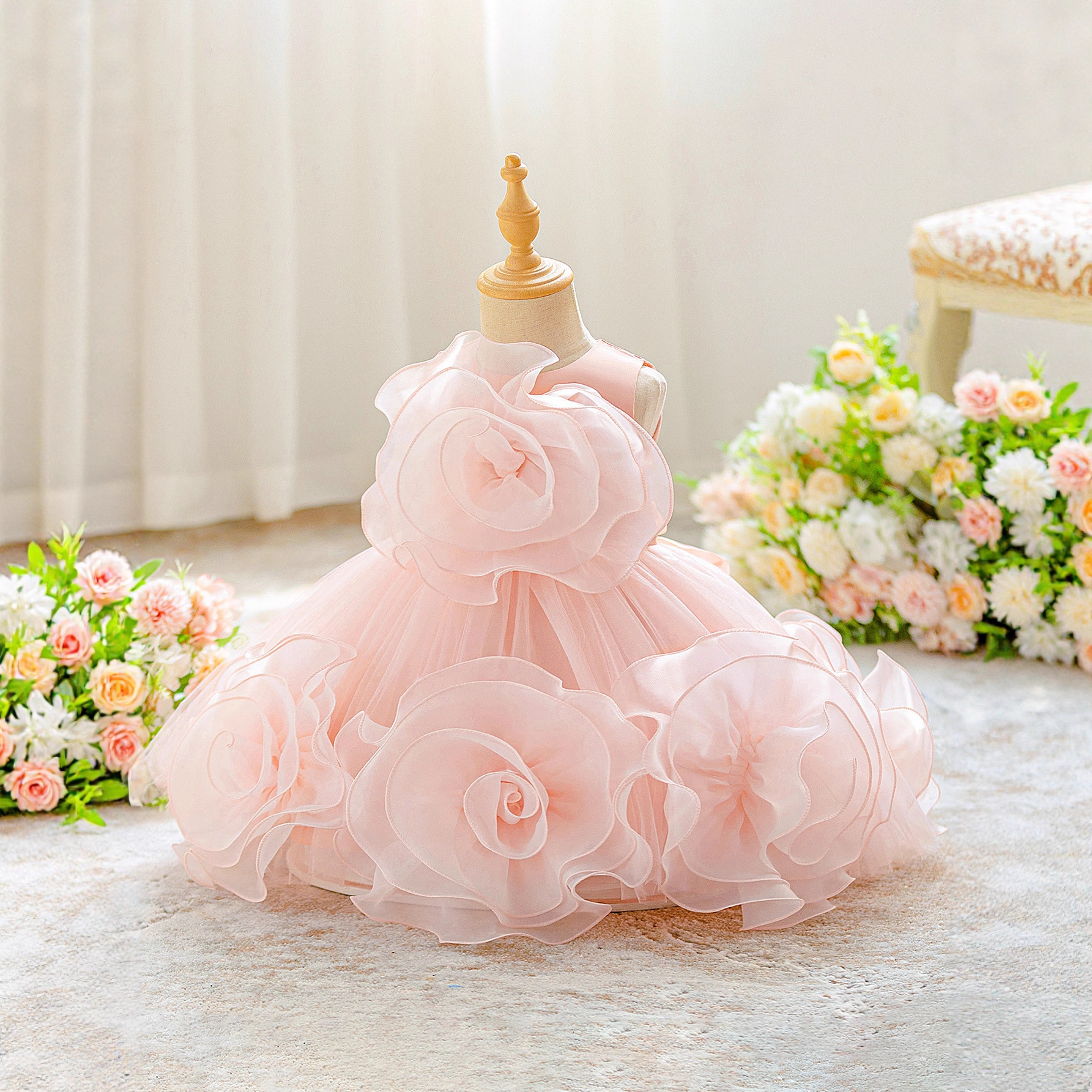 Vestido para niños de Amazon, vestido de princesa, vestido de flor, vestido de fiesta de niña de flores, vestido de noche de un año de bebé