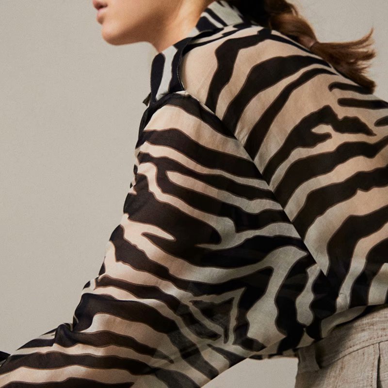 fashion retro zebra striped chiffon shirt  NSAM37997