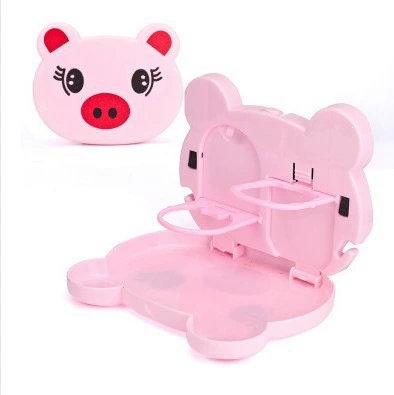 Cartoon Car-Mounted Foldable Dining Table, Rear Seat Car Cup Holder, In-Car Water Cup Holder, Car Beverage Holder, Multi-Functional (Car cup holder/beverage holder) - pink-pig