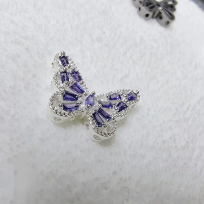 Box, Bead-Separated Copper Gold-Plated Crystal | Zərgərlik ara hissələri - silver-purple-diamond