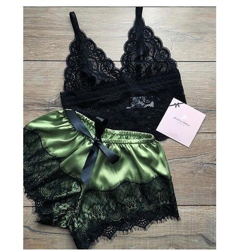 Summer Women's artificial silk sling Princess pajamas sexy extreme temptation two-piece underwear nightdress homewear Summer Women's artificial silk sling Princess pajamas sexy extreme temptation two-piece underwear nightdress homewear