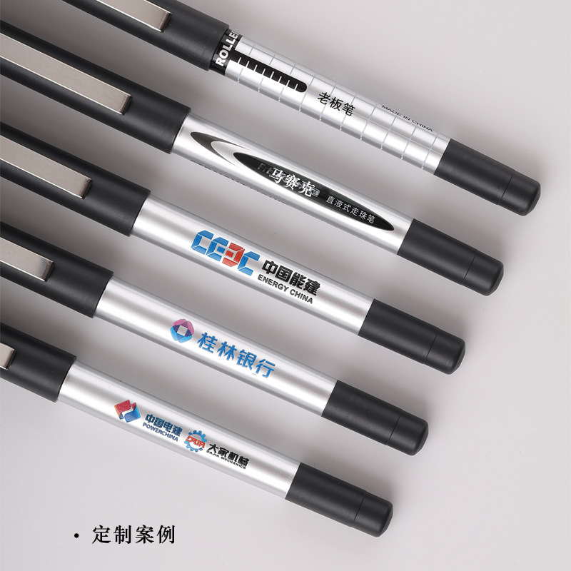 Clásico de gran capacidad pluma de perlas líquida directa personalizada impresión LOGO firma de oficina bala negra pluma neutra de secado rápido image 2