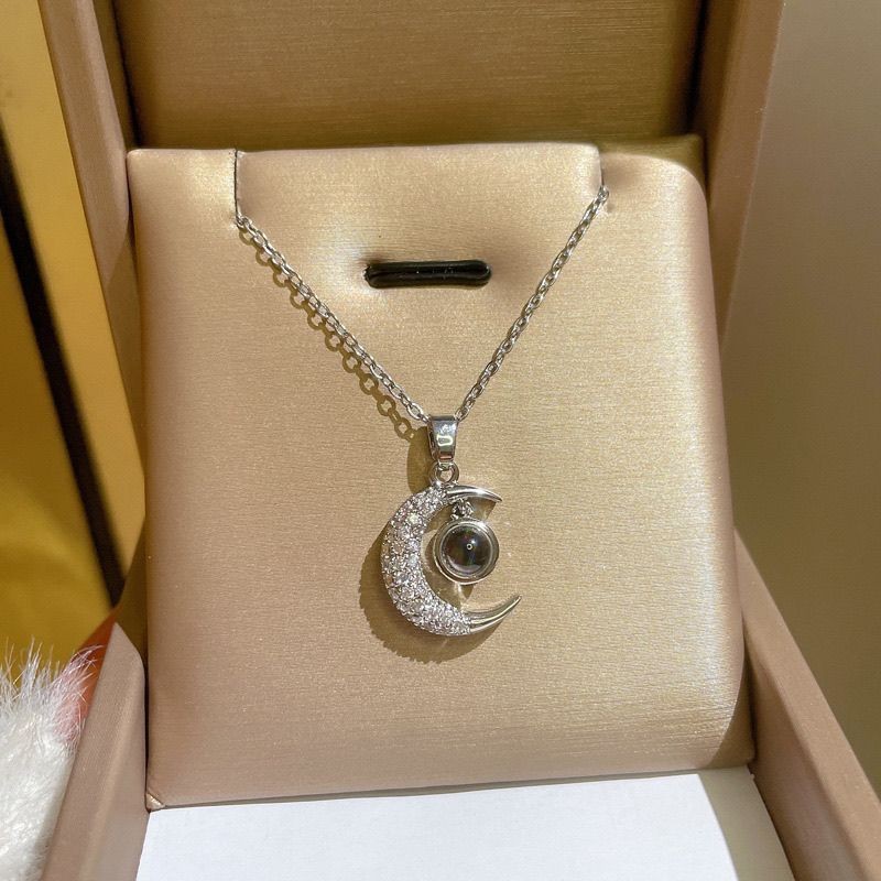 Casual Streetwear Moon Copper Zircon Pendant Necklace In Bulk display picture 3