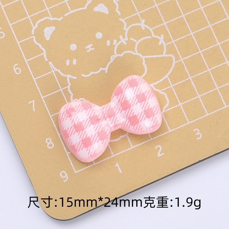 格纹小领结卡通可爱手工diy饰品配件发夹材料包奶油胶树脂小配件|undefined