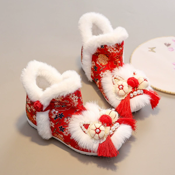 Mid-calf tiger toe boots-red
