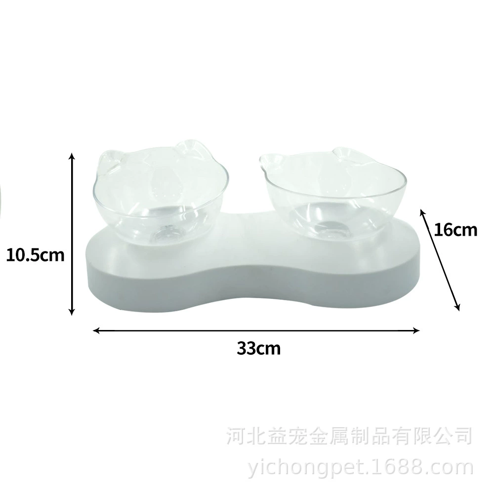 Нескользящая силиконовая регулируемая двойная чаша большой емкости Товары для домашних животных Миска для кормления с головой кошки Двойная чаша