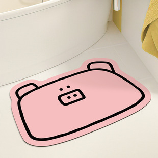 Cartoon Animal Toilet Door Water Absorbent Floor Mat Household Toilet Bathroom Anti-Slip Mat Special-Shaped Diatom Mud Floor Mat