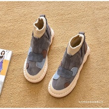 2025新款秋季短靴单靴平底马丁靴百搭舒适短筒毛线口及踝靴女靴子