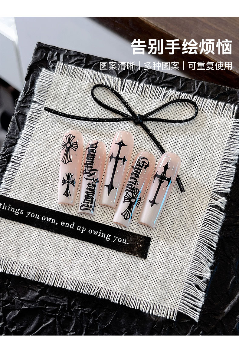 Cross nail art stamping plate Y2K sweet cool gothic heart flower press-on nail transfer template tool wholesale