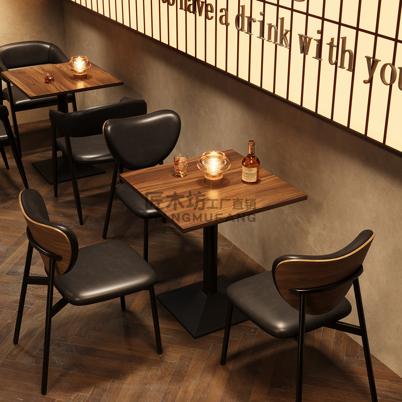 复古酒吧桌椅清吧酒馆桌椅组合商用餐吧餐厅咖啡厅店桌子椅子|undefined