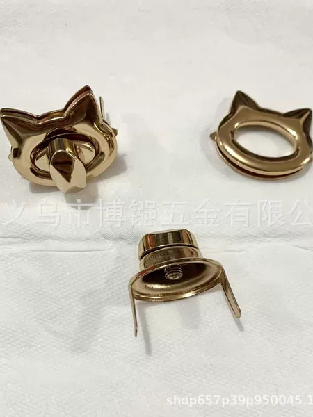 Fashionable bag hardware locks, metal cat head twist locks for handbags and women's bags, DIY woven bag twist locks wholesale