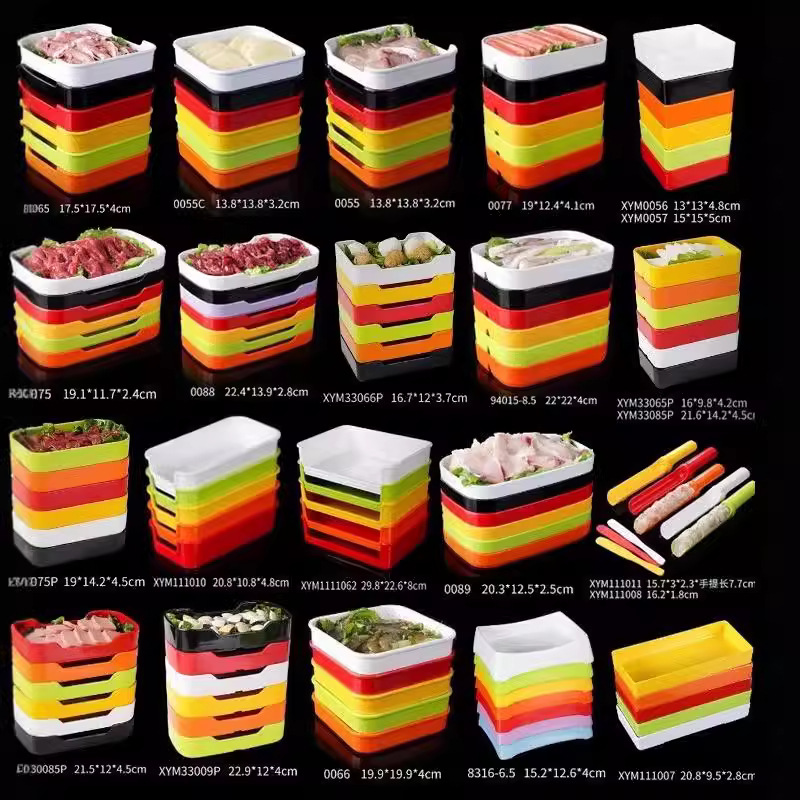 colorful plastic buffet barbecue side dish plate melamine new chinese hot pot restaurant good smell stick dedicated plate commercial tableware