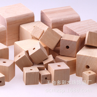 diy Jewelry Accessories Log Color Square Wooden Beads with Holes Square Wooden Beads Square Beads Loose Beads