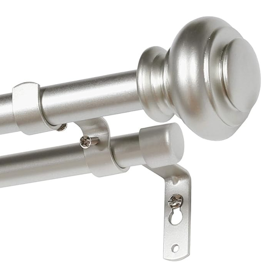 跨境热销Adjustable Double Curtain Rod Set新款高端窗帘杆静音