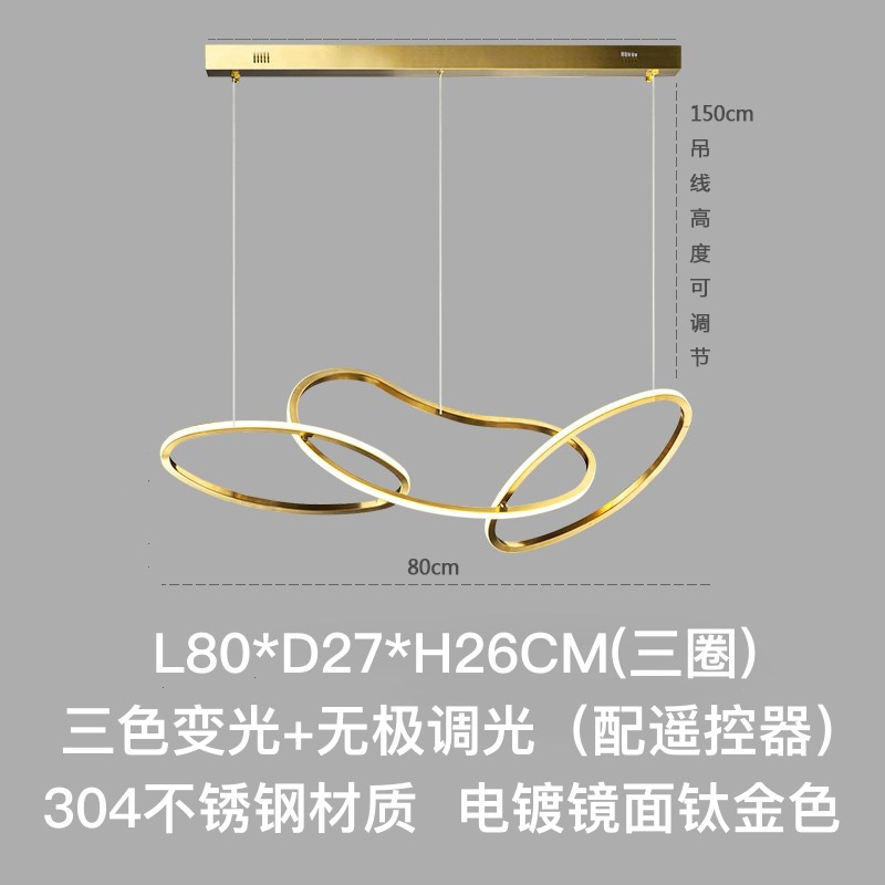 Candelabro de restaurante, barra de bar creativa de lujo ligero, sala de estar personalizada, estilo nórdico minimalista, círculo de acero inoxidable, arte, lámpara de forma especial