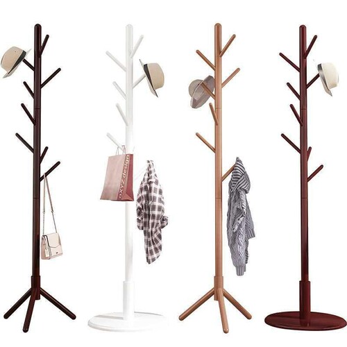 Solid wood floor-standing coat rack, bedroom home vertical clothes rack, clothing rack, simple modern bag rack