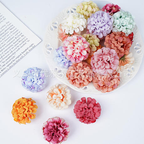Simulation Hydrangea chrysanthemum flower head DIY handmade wreath headdress hair accessories material wedding decoration flower wall background layout