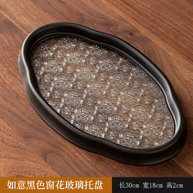 茶托盘茶盘2025新款家用玻璃小型茶具干泡台柿柿如意长方形茶盘|undefined