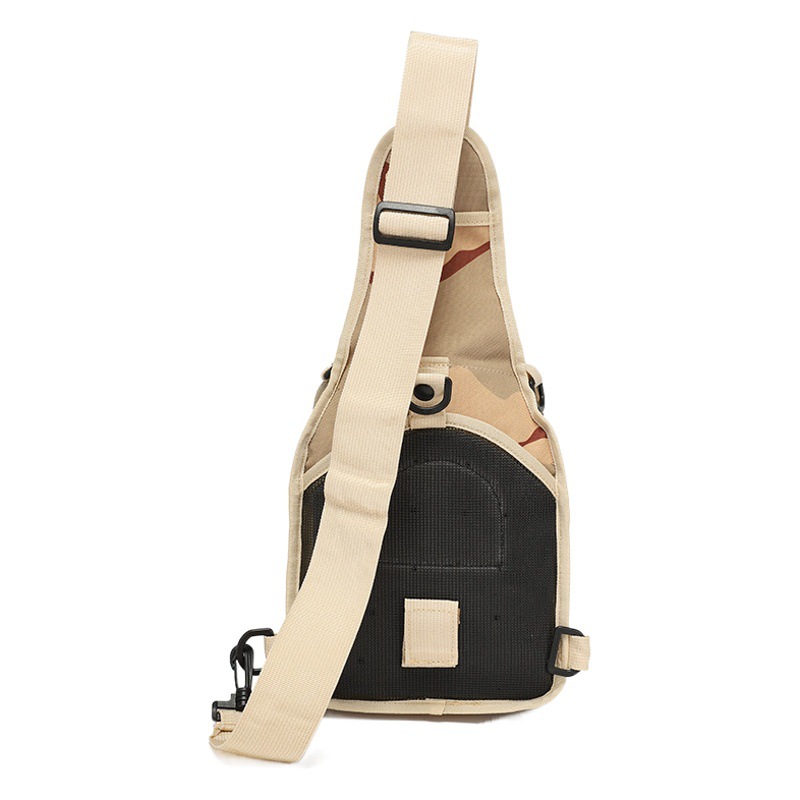 Men's small chest bag canvas riding shoulder bag military fan tactical small chest bag outdoor sports mountaineering portable shoulder bag