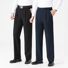 时尚男士羊毛西裤深裆高腰宽松加绒绵羊毛休闲裤秋冬厚款商务男裤