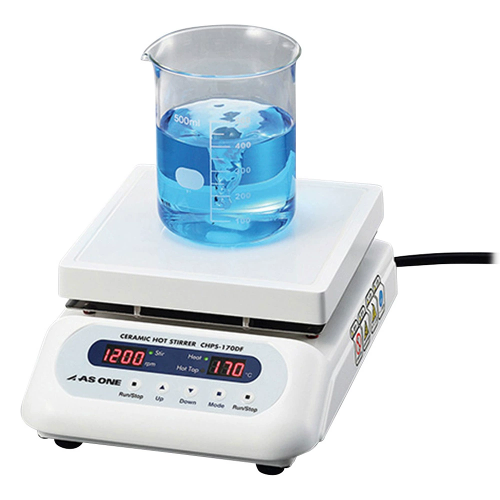Магнитная мешалка с подогревом (цифрового типа) CHPS-170DF подавляет раствор благодаря функции медленного запуска вращения.